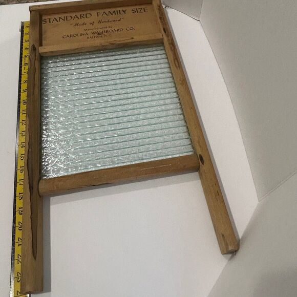 Vintage Two in One Washboard with Glass Rubbing Surface Standard Family Size - Picture 10 of 12